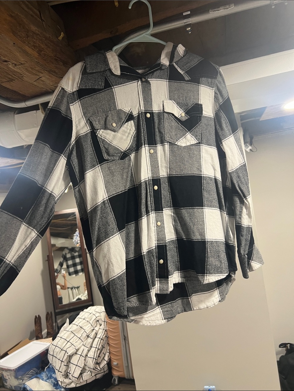 Wrangler Retro Black and White Plaid Shirt Jacket